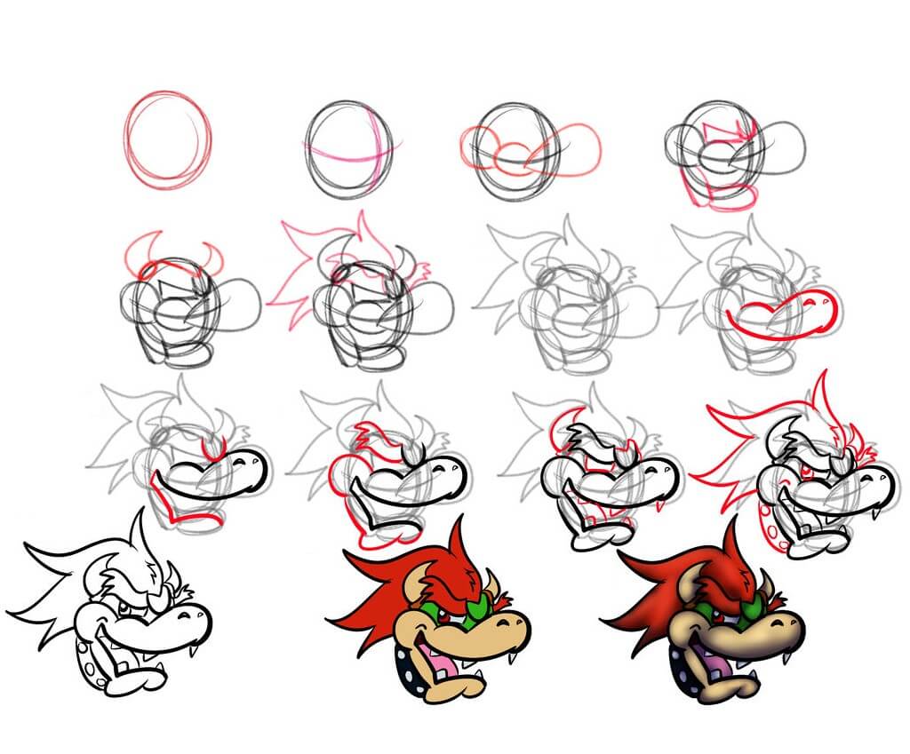 Bowser head (4) Drawing Ideas