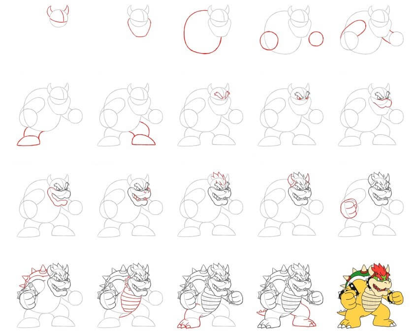 How to draw Bowser idea (10)