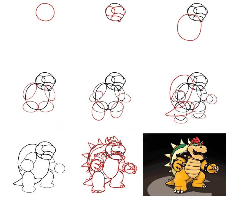 How to draw Bowser idea (11)