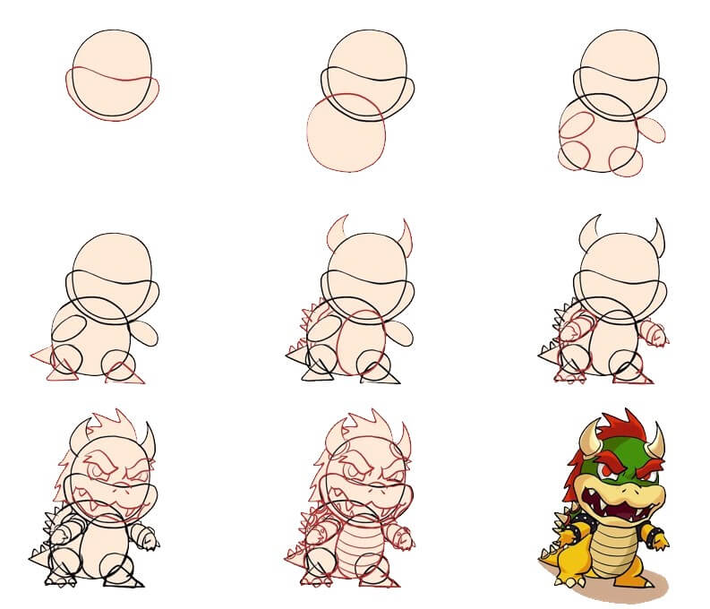 How to draw Bowser idea (12)