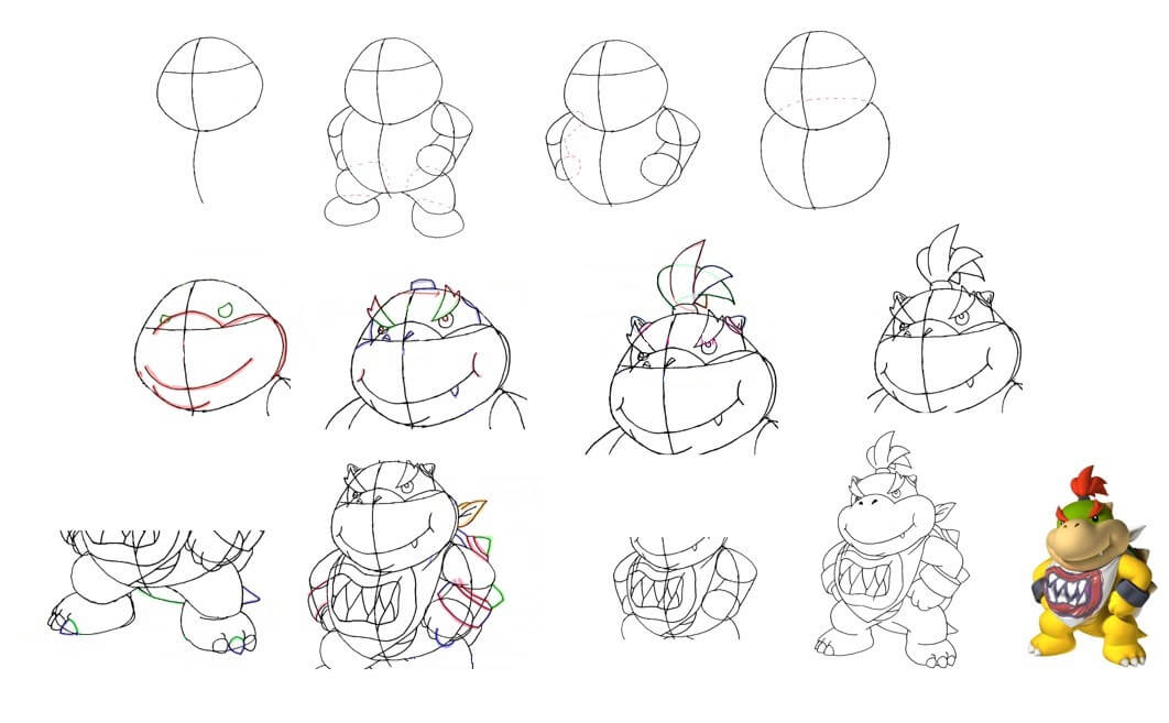 How to draw Bowser idea (14)