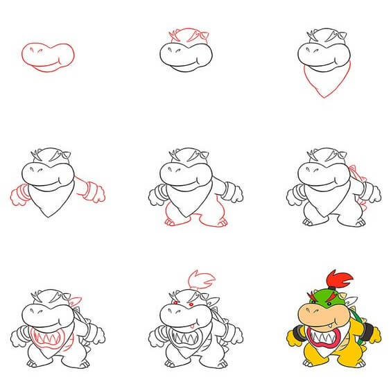 How to draw Bowser idea (4)