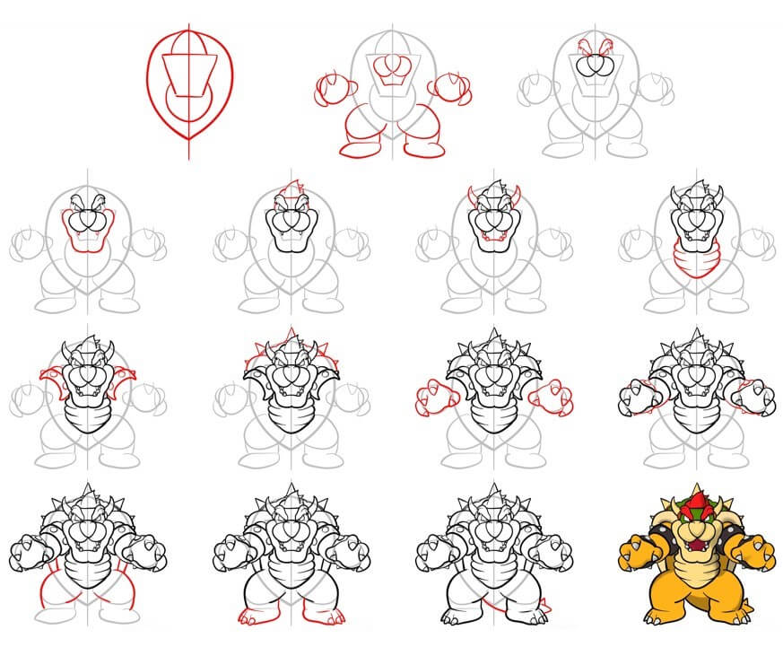 How to draw Bowser idea (5)