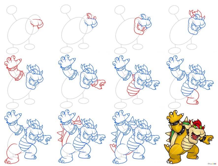 How to draw Bowser idea (7)