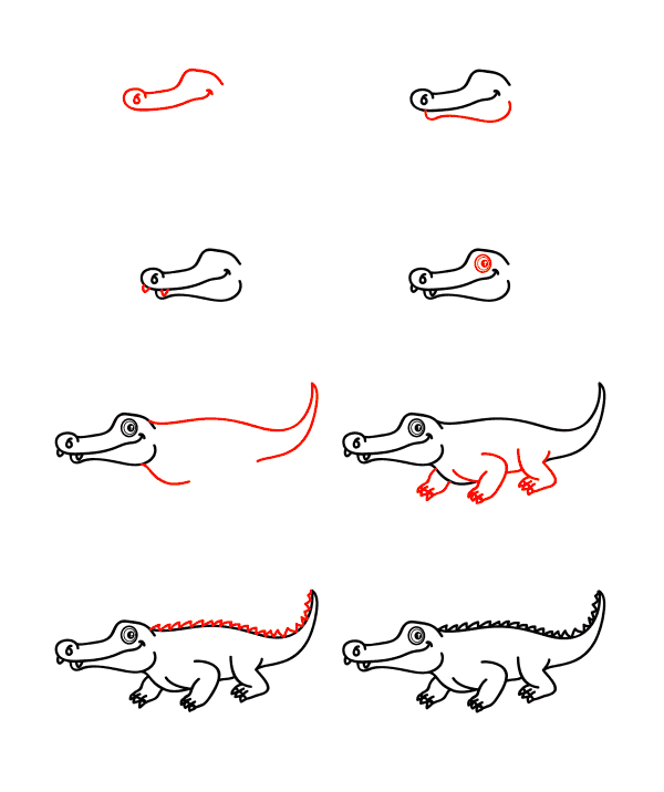 Cartoon alligator Drawing Ideas