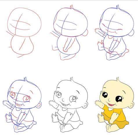 How to draw Cartoon baby (2)