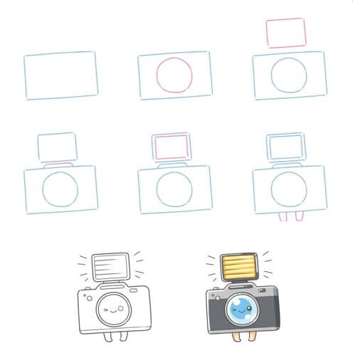 How to draw Cartoon camera (2)