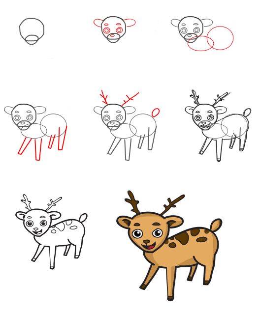 Cartoon deer (2) Drawing Ideas