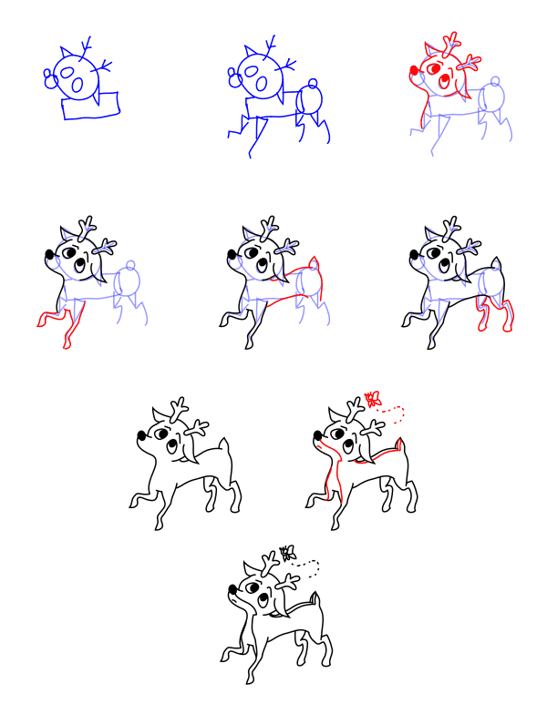 Cartoon deer (3) Drawing Ideas