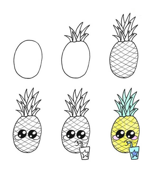 Cartoon Pineapple (1) Drawing Ideas