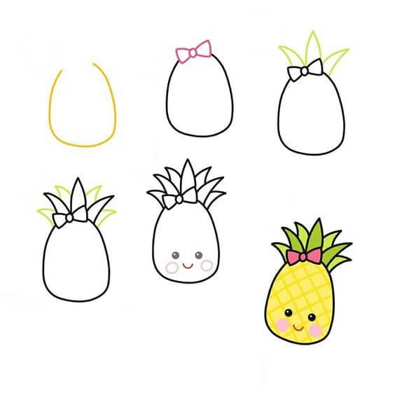 Cartoon Pineapple (2) Drawing Ideas