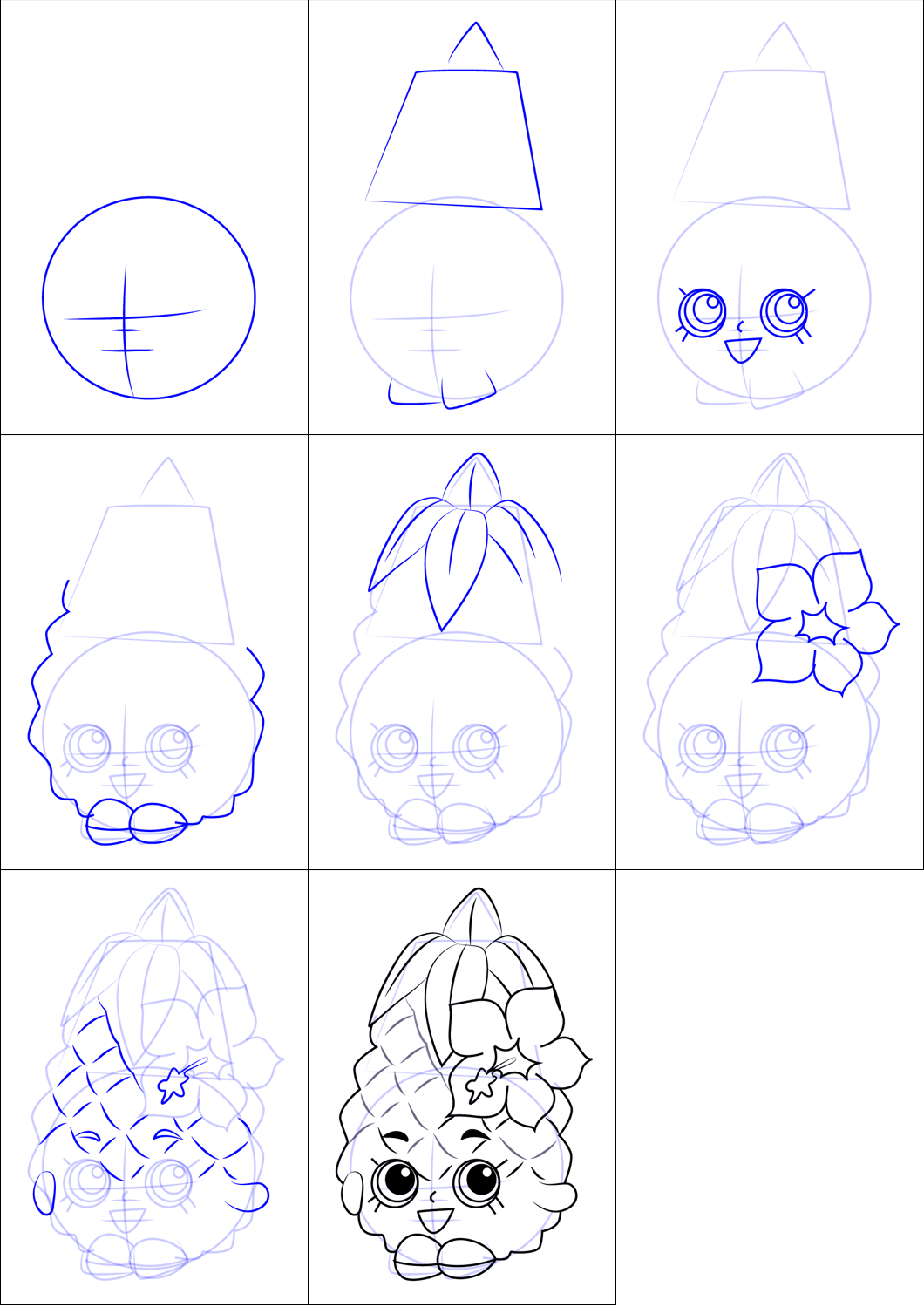 Cartoon Pineapple (3) Drawing Ideas