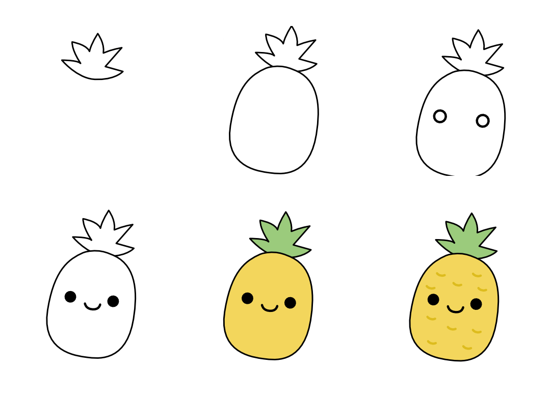 How to draw Cartoon Pineapple (4)