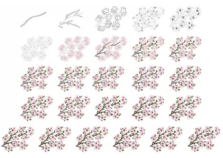 Cherry blossoms idea (24) Drawing Ideas