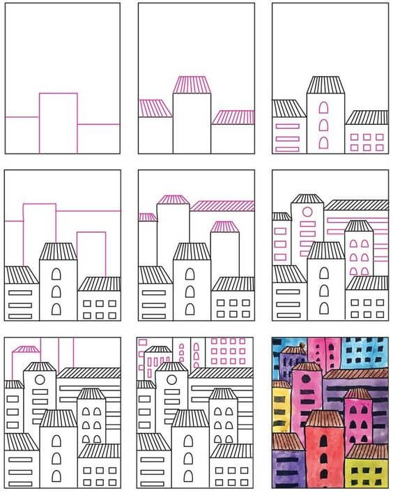 How to draw City idea (18)