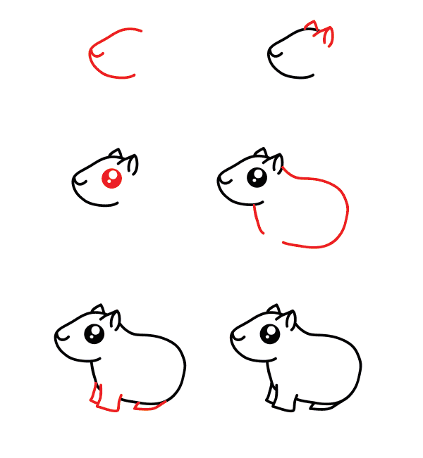 Cute capybara Drawing Ideas