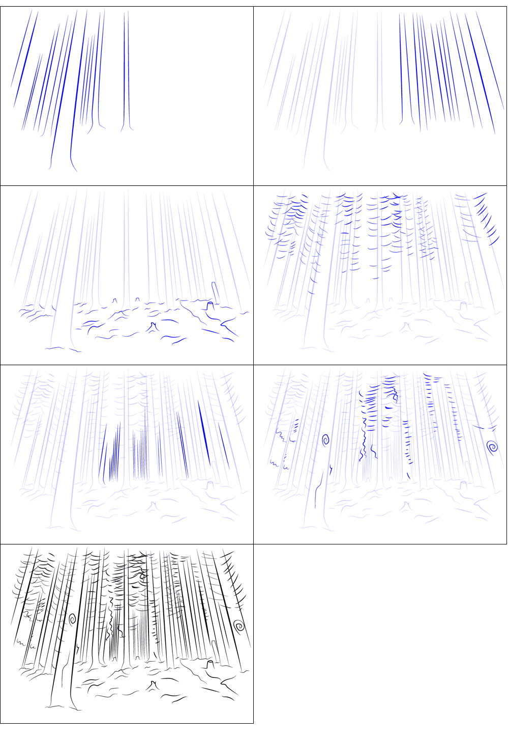 How to draw Draw a simple forest (2)