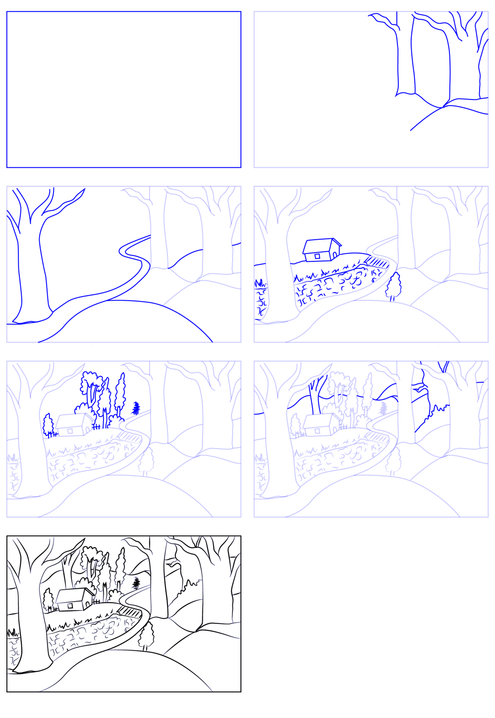 Draw a simple forest Drawing Ideas