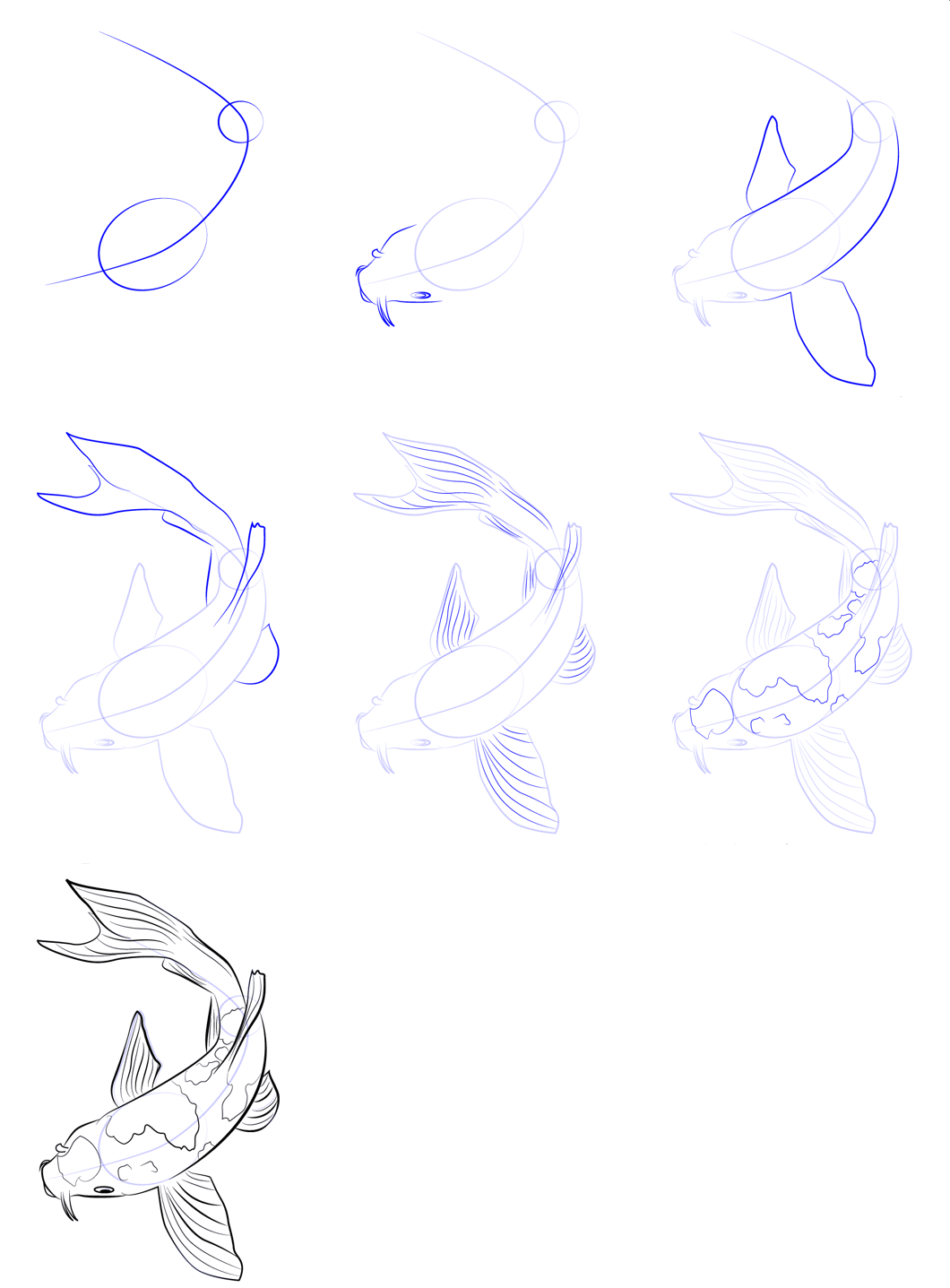Drawing koi fish simple (2) Drawing Ideas