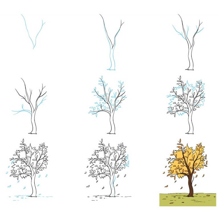 How to draw Falling leaves (11)