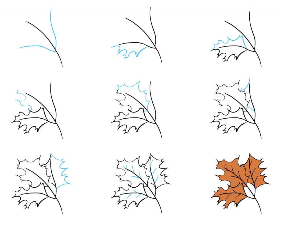 How to draw Falling leaves (12)