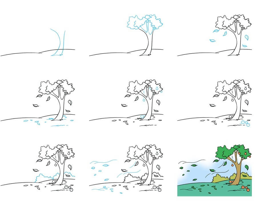 How to draw Falling leaves (13)