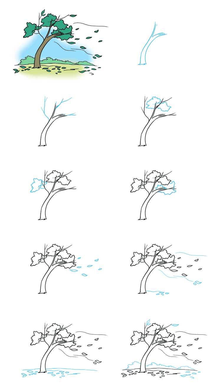 How to draw Falling leaves (15)