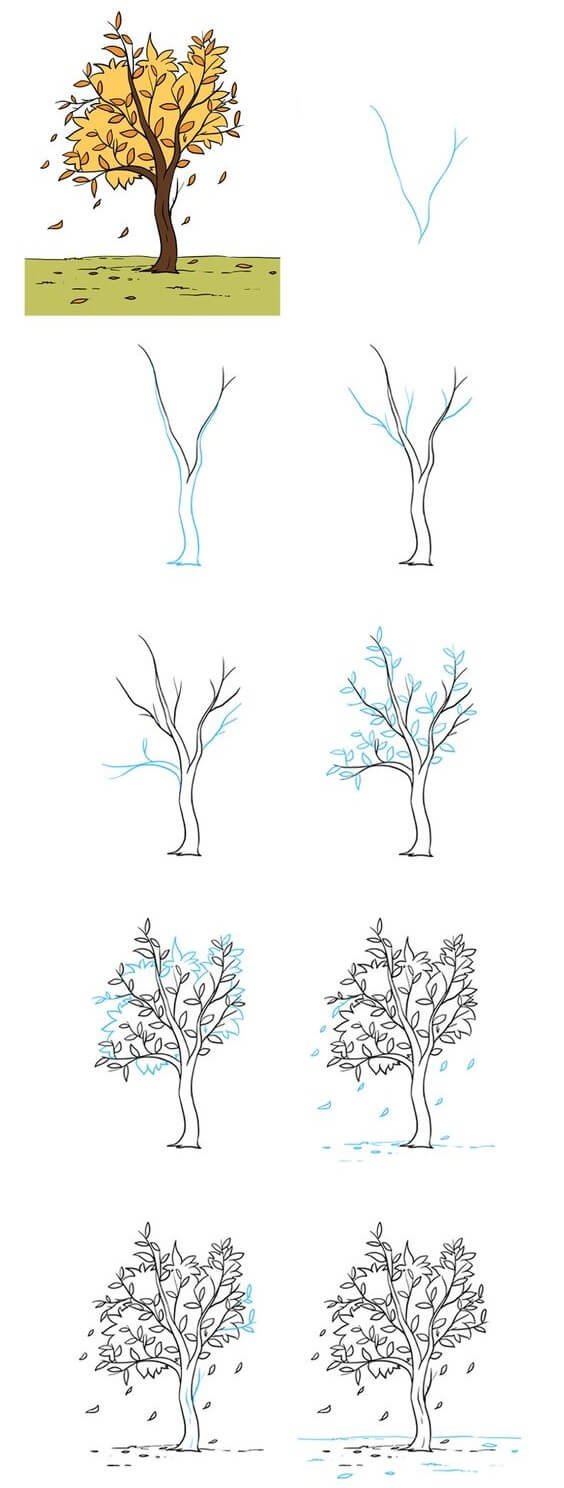 How to draw Falling leaves (3)