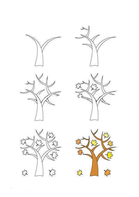 How to draw Falling leaves (4)