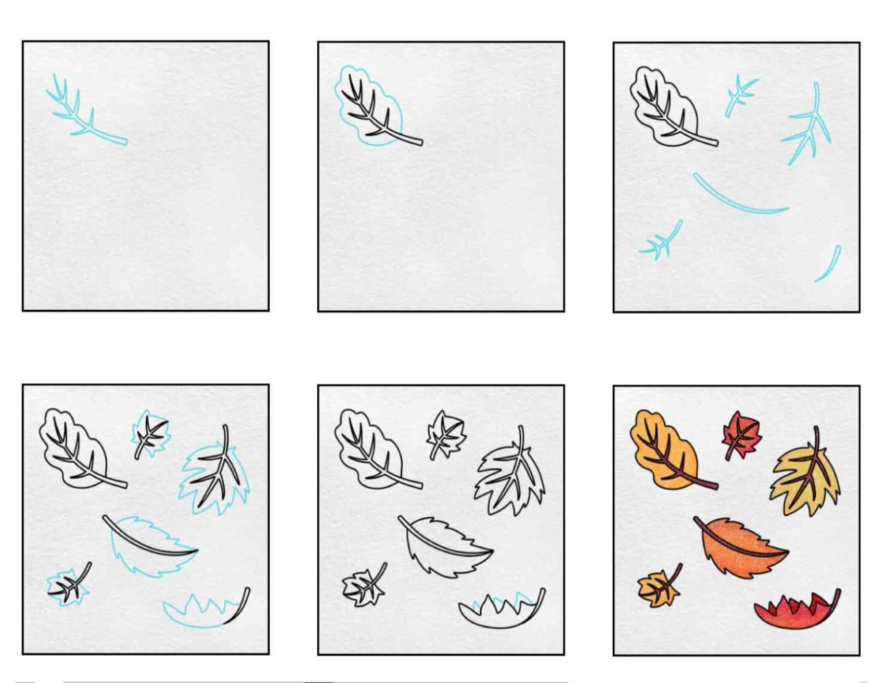 How to draw Falling leaves (6)