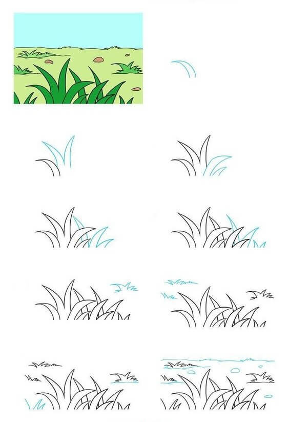 Grassland landscape Drawing Ideas