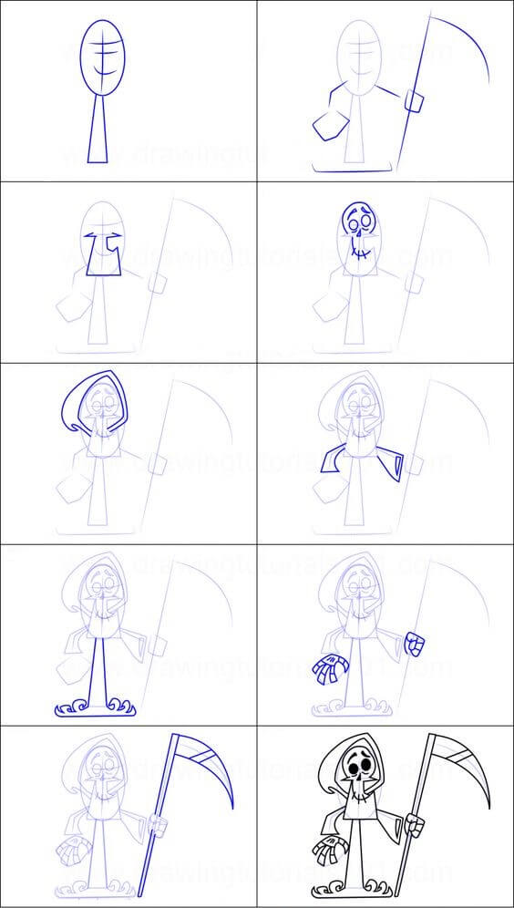How to draw Grim reaper idea (1)