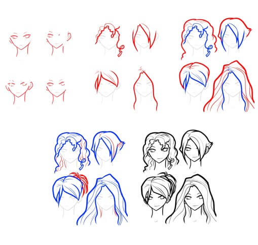 How to draw Hair idea (34)