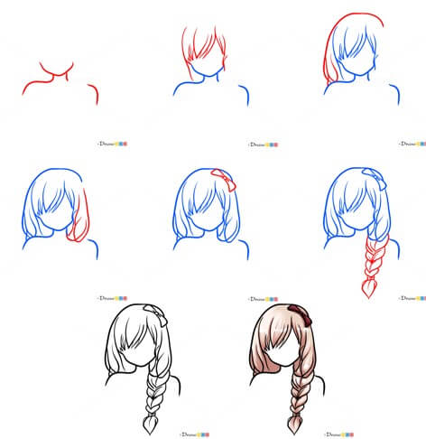 How to draw Hair idea (38)