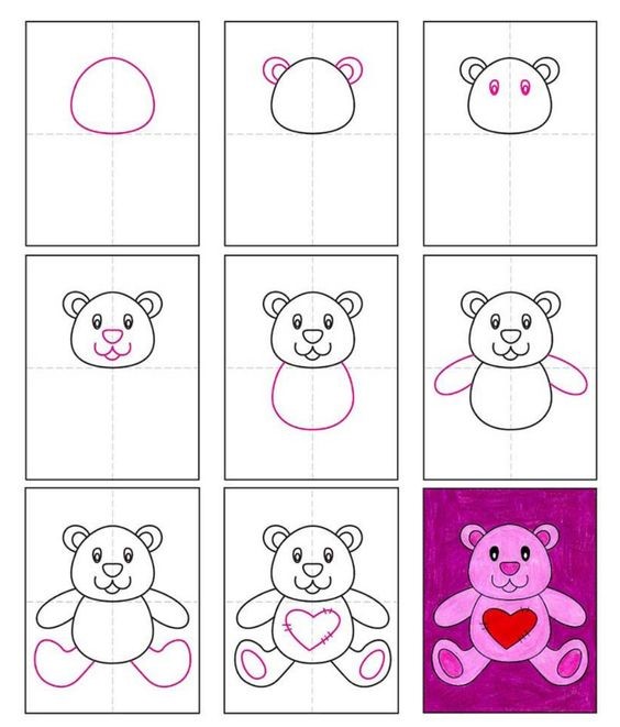 Heart teddy bear (2) Drawing Ideas