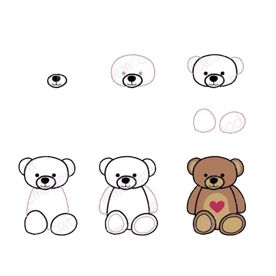 Heart teddy bear (6) Drawing Ideas
