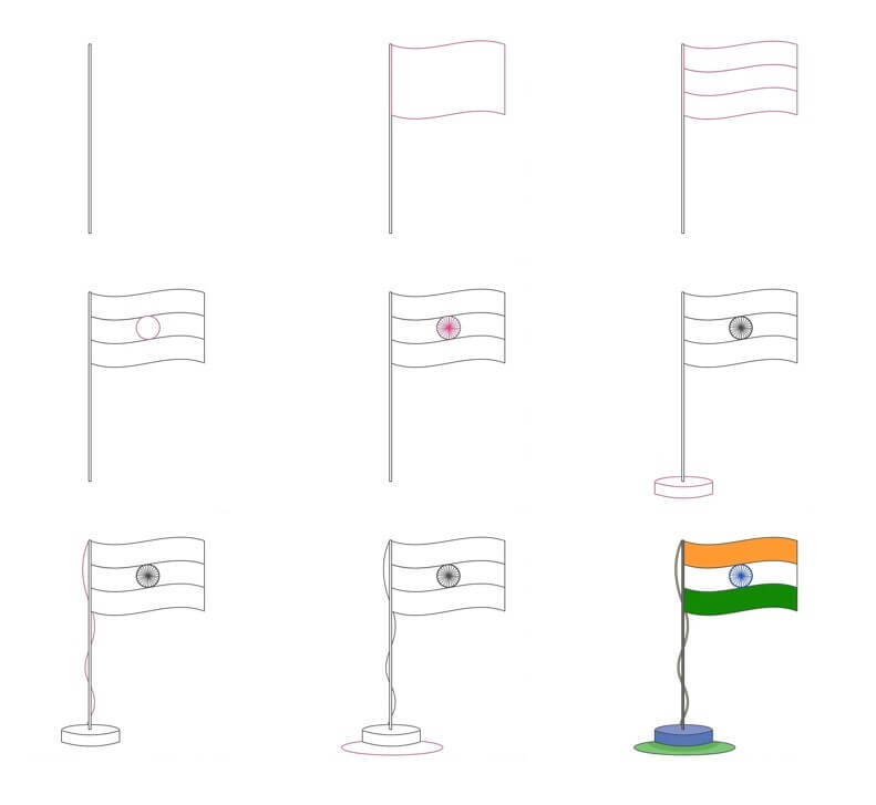 India flag idea (5) Drawing Ideas