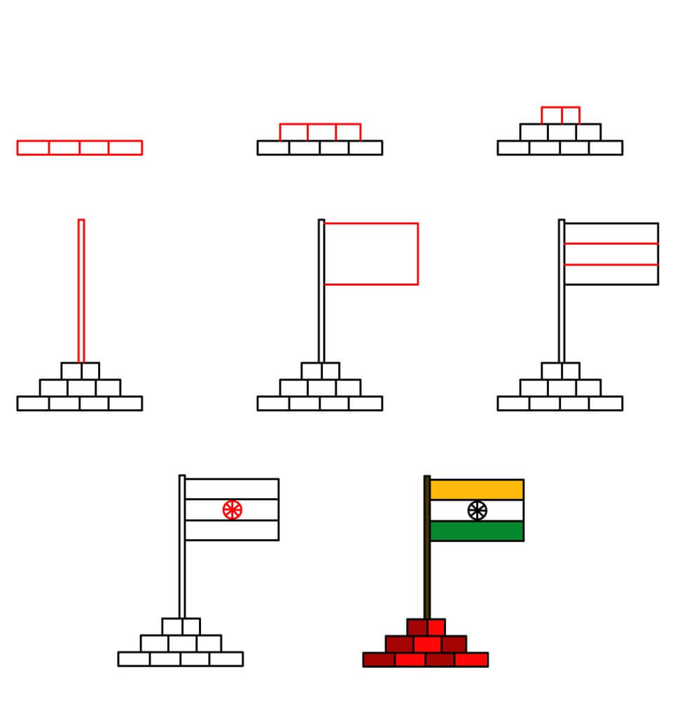 Indian flagpole (3) Drawing Ideas