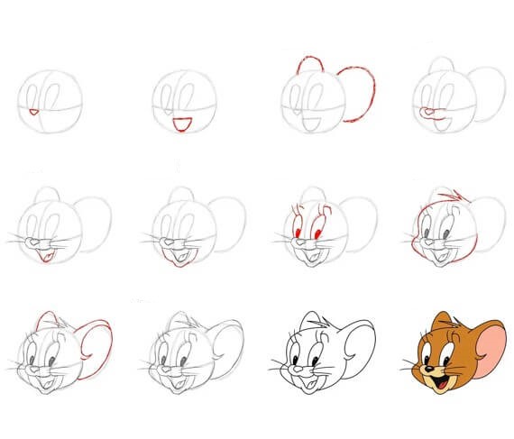 Jerry mouse head Drawing Ideas