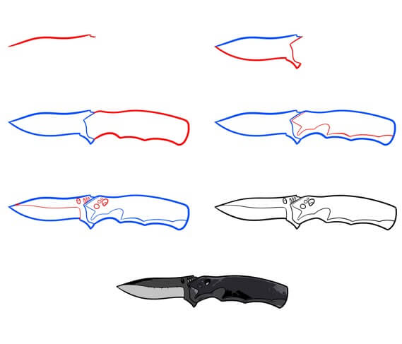 How to draw Knife in game idea (3)