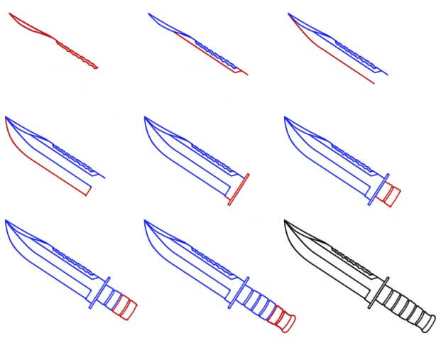 How to draw Knife in game idea (9)