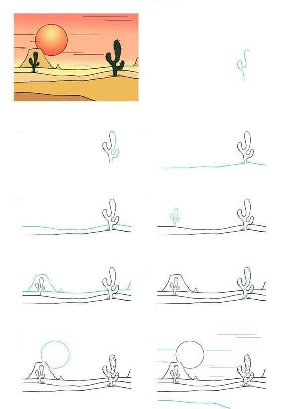 Landscape in the desert (1) Drawing Ideas