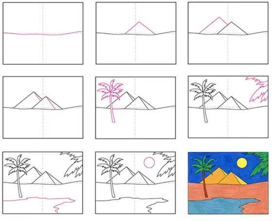Landscape in the desert (2) Drawing Ideas