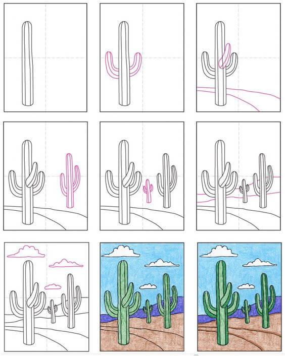 Landscape in the desert (3) Drawing Ideas