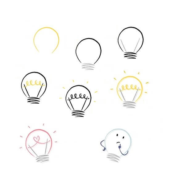 How to draw Light bulb idea (10)