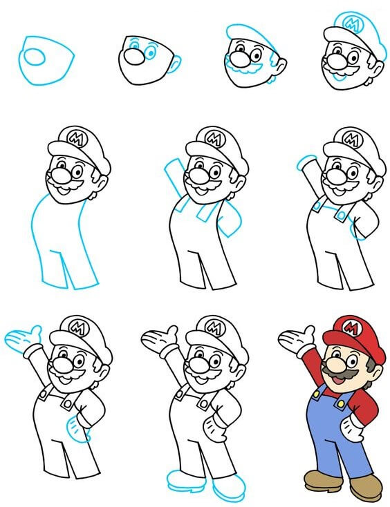 Mario waved Drawing Ideas