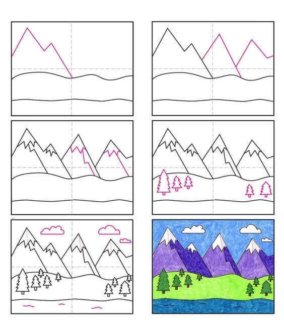 Mountain landscape Drawing Ideas