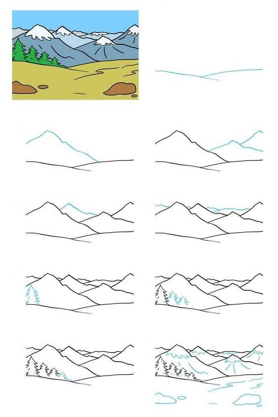 How to draw Mountains idea (8)