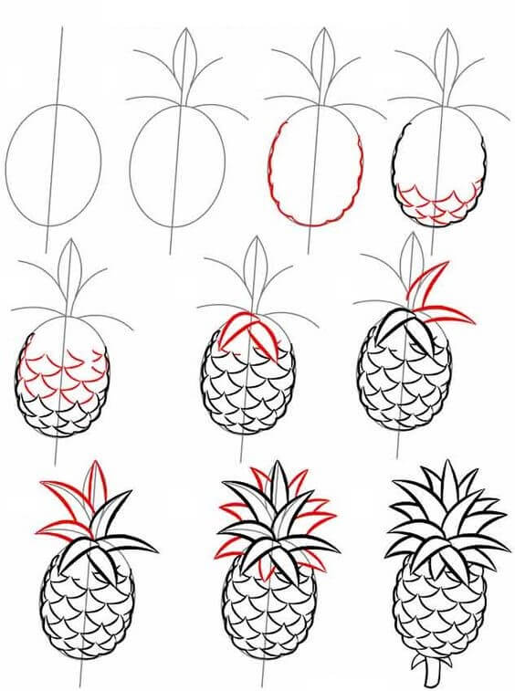 How to draw Pineapple idea (25)