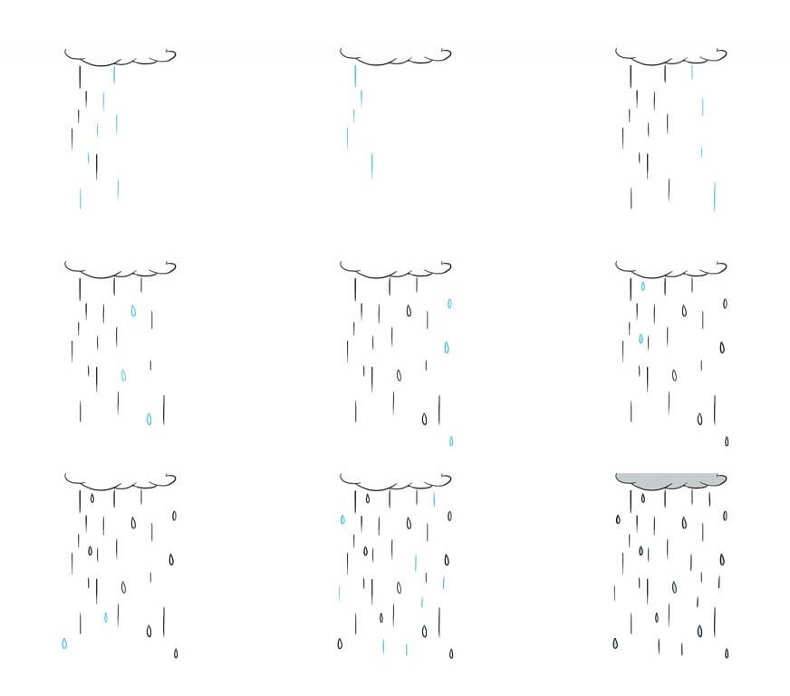 How to draw Rain falls